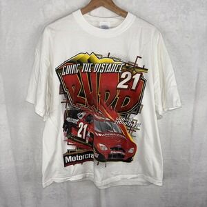 Vintage Ricky Rudd Going The Distance Big Graphic NASCAR T Shirt Sz XL White